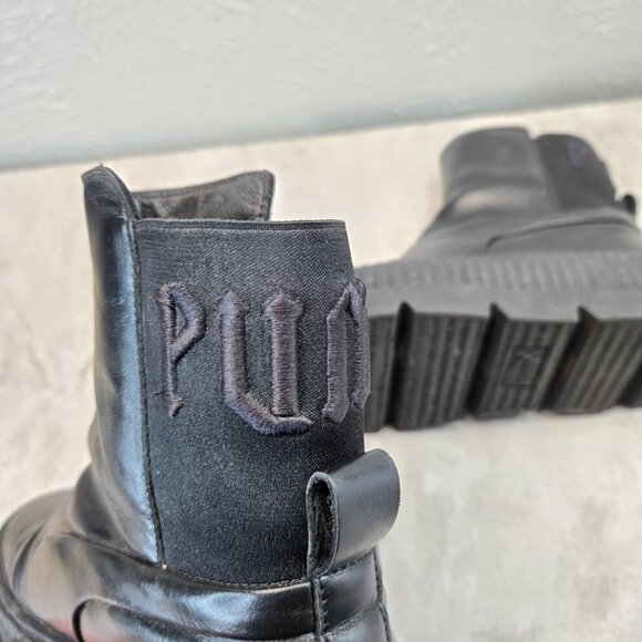 Rihanna FENTY PUMA Chelsea Shoe Boots Size 6 Black Pull on Biker Moto Booties - Picture 12 of 13
